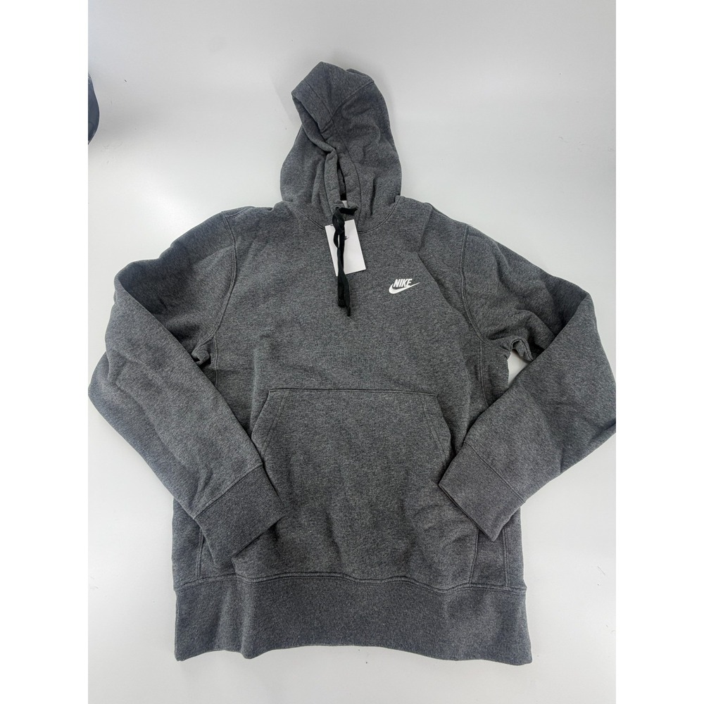 Nike Men's Club Charcoal Heather Fleece Pullover Hoodie BV2654-071 SZ Small NWT